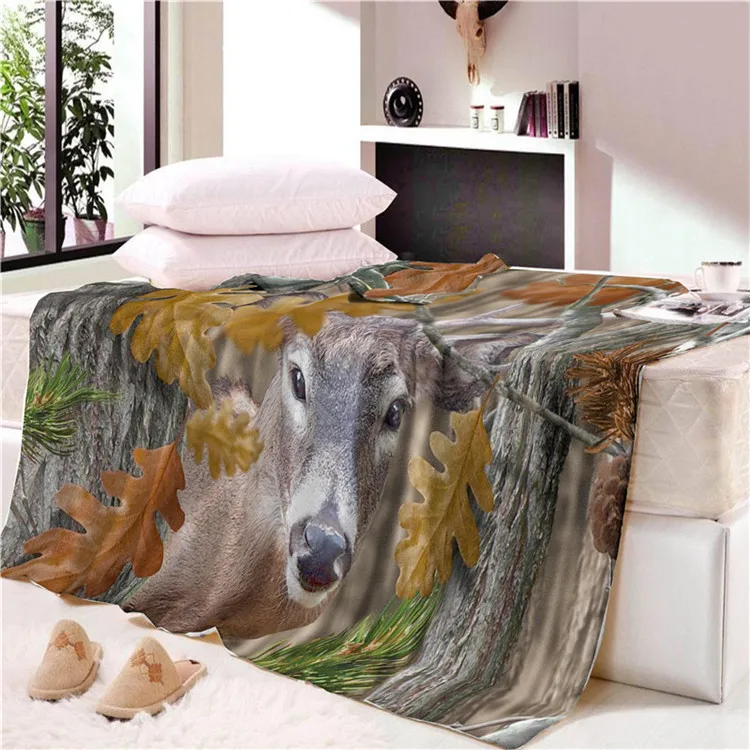 

Seasons Throw Blanket Floral Deer Sherpa Fleece Blanket for Beds Sofa Elk Maternal Love Bedding