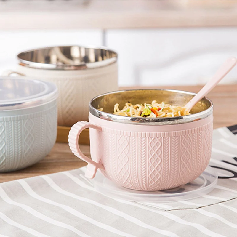 Fashion Baby Stainless Steel Noodles Bowls Kids Soup Salad Bowl Food Container Dishes Eating Training Tableware With a Spoon Fashion Baby Stainless Steel Noodles Bowls Kids Soup Salad Bowl Food Container Dishes Eating Training Tableware With a Spoon