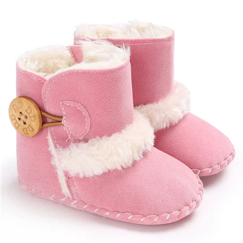 Зимние сапоги для маленьких девочек; зимние теплые хлопковые сапоги для новорожденных девочек; Нескользящие Детские ботиночки для девочек; обувь на меху для малышей - Цвет: As photo shows