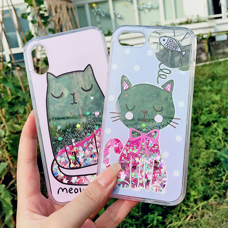 3D Cartoon Cat Fish Flower Perfume Bottle Quicksand Dynamic Liquid Glitter Case For iPhone 6 s Case For iPhone X 6 7 8 Plus Case (15)
