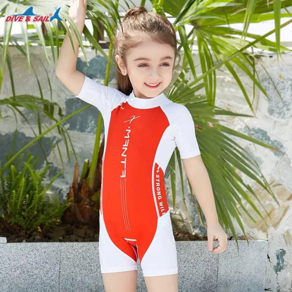 Girls Swimwear Swimsuits Kids One Piece Swimming Bathing Costume Rash Guard Suit 