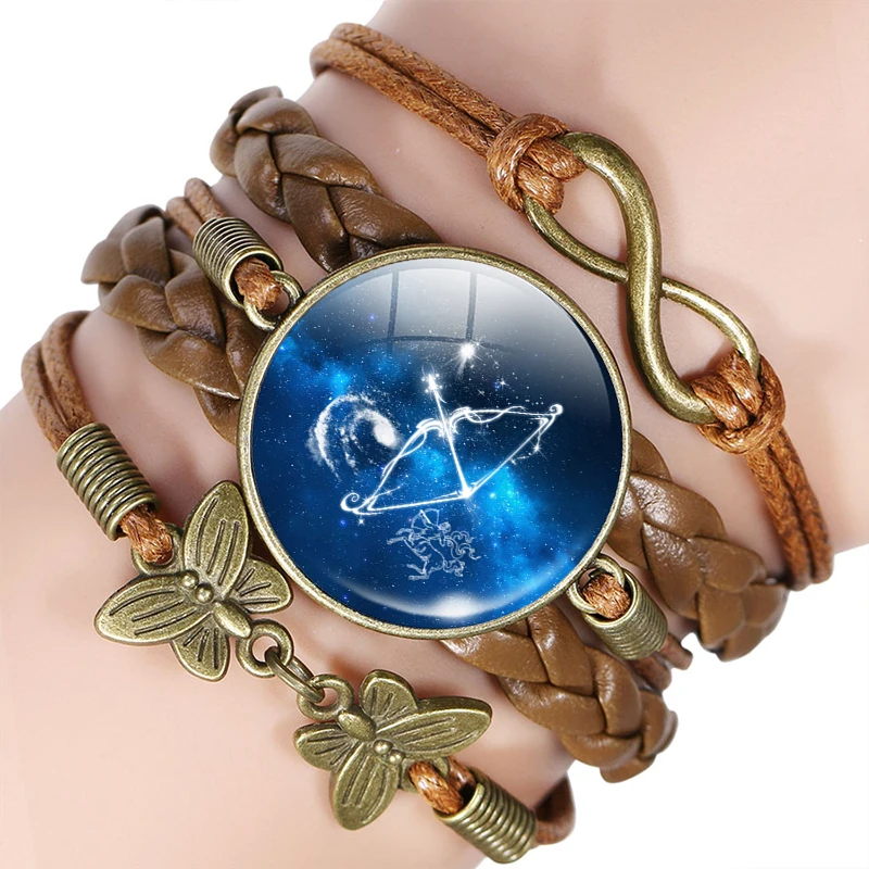 12 Знак зодиака браслет веревочный браслет Virgo Libra Скорпион Созвездие Стрельца ювелирные изделия подарок на день рождения