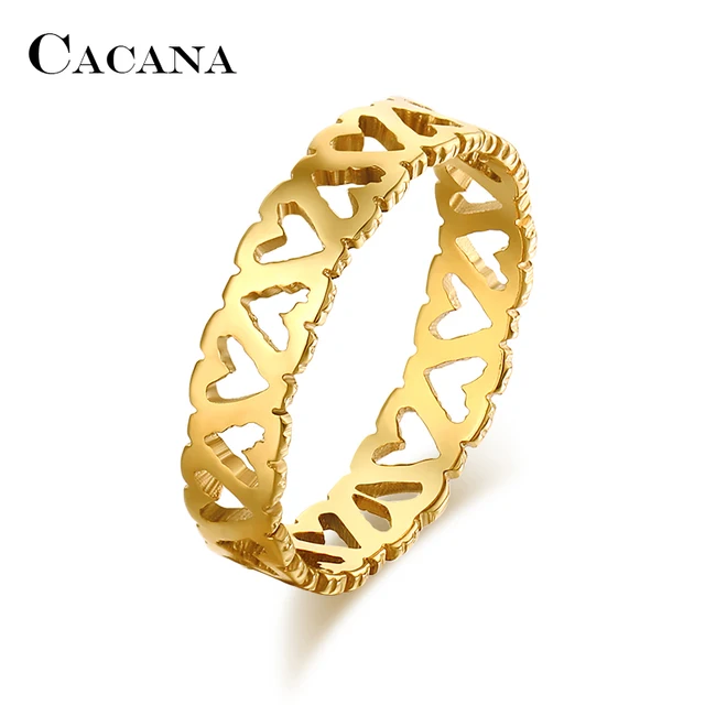 CACANA Titanio Anelli In Acciaio Inox Per Le Donne Hollow Bella Modello Gioielli CACANA Titanio Anelli In Acciaio Inox Per Le Donne Hollow Bella Modello Gioielli