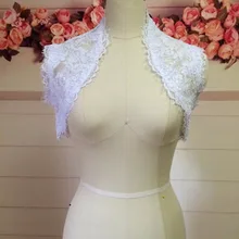 Вечерние платья пальто Свадебные Куртки накидки без рукавов белые кружевные свадебные болеро чувствовать себя романтической спиной невесты