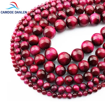 

CAMDOE DANLEN Natural Stone Magenta Tiger Eye Agates Round 15" Strand Loose Beads 4 6 8 10 12MM Diy Jewelry Making Accessories