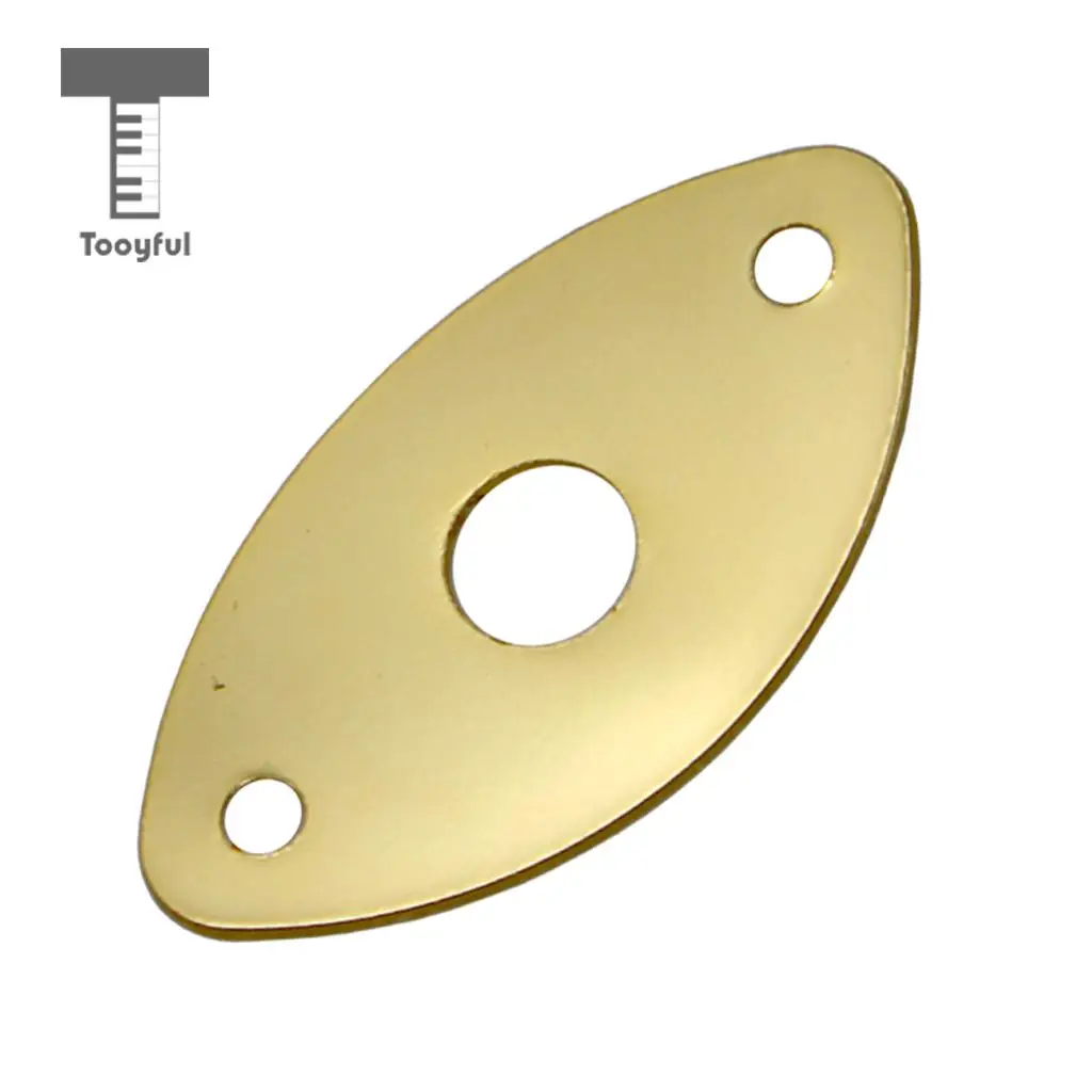 Tooyful 2pcs Metal Oval Curved Socket Jack Plate with Screws for Electric Guitar Bass Parts