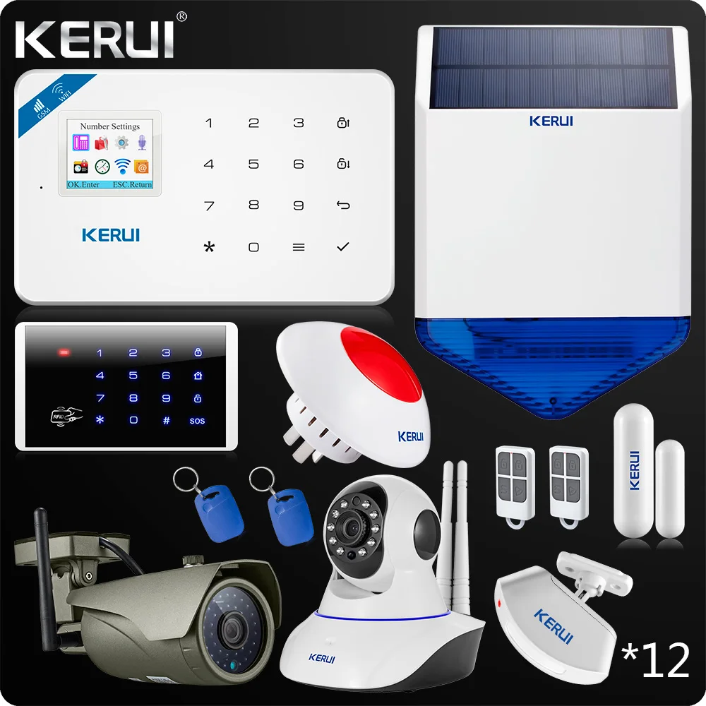 Kerui W18 WI-FI GSM SMS приложение Управление охранной сигнализации дома Touch Панель дома охранной сигнализации Системы 1080 P Камера WI-FI Солнечной