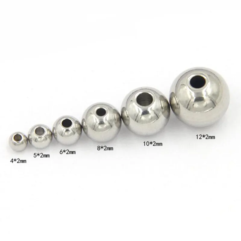 

1pack 2 3 4 5 6 8 10 12 MM Stainless Steel Ball Spacer Beads Loose Beads for Jewelry Making DIY Charm Bracelet Earrings Findings