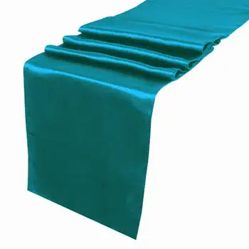 

10 pcs/lot Brand New Teal Blue 12"x108" Satin Table Runners Wedding Party Supply Professional Decoration Many Color