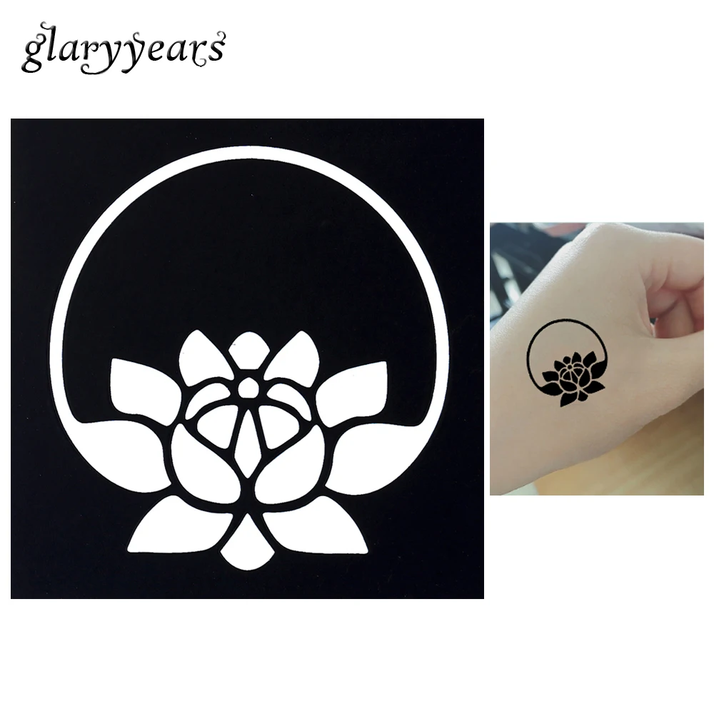 038 30 De Réduction1 Pc Petit Henné Tatouage Pochoir Beauté Femmes Corps Art étanche Lotus Fleur Design Indien Aérographe Peinture Tatouage