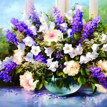 

Free shiping 3D DIY Diamond Painting rhinestones diamond embroidery Lilac resin crafts purple flower room decor knitting needles