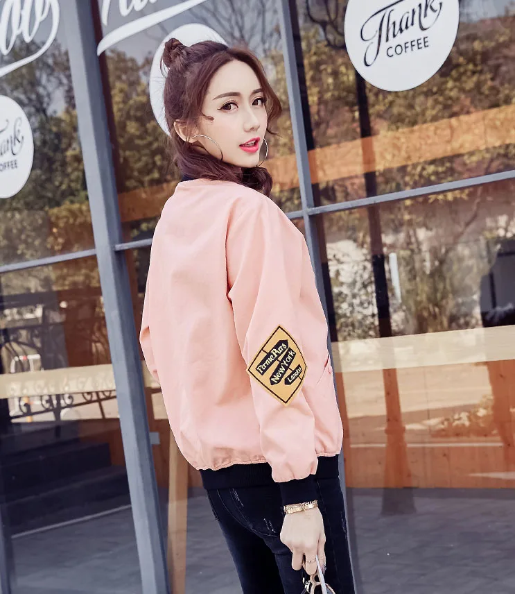 Court Printemps 2017 Brodé Sexemara pink Gq0155 De Vert Mode Base Automne Manteaux Bomber Armée Army Veste Femmes black Green Manteau white v0OPqvx