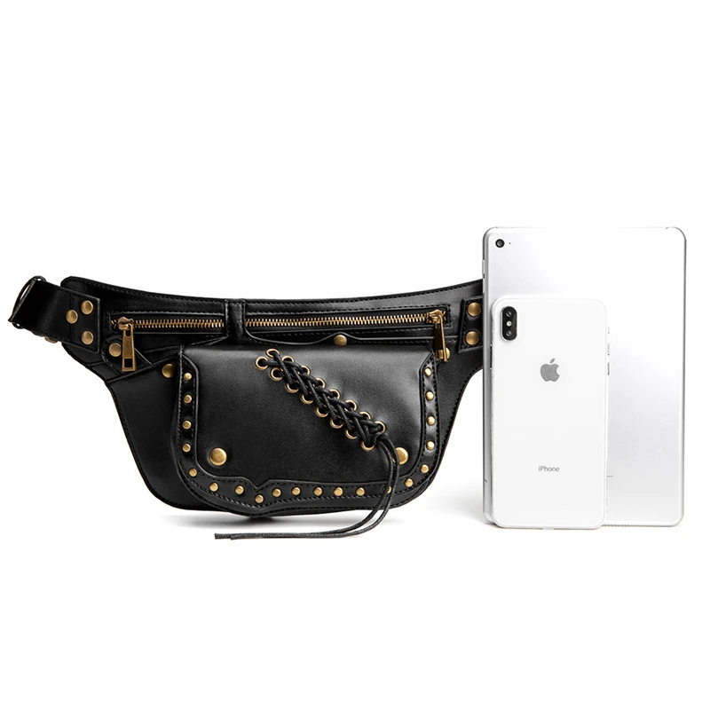 OMIKRON женская сумка через плечо в стиле стимпанк, сумка-мессенджер для мобильного телефона, уличная черная многофункциональная тактическая сумка на молнии, тканая поясная сумка