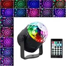 Proyector LED de bola de discoteca, luces de fiesta activadas por sonido, 15 colores, con mando a distancia, barra de escenario, KTV, boda, Show, Pub