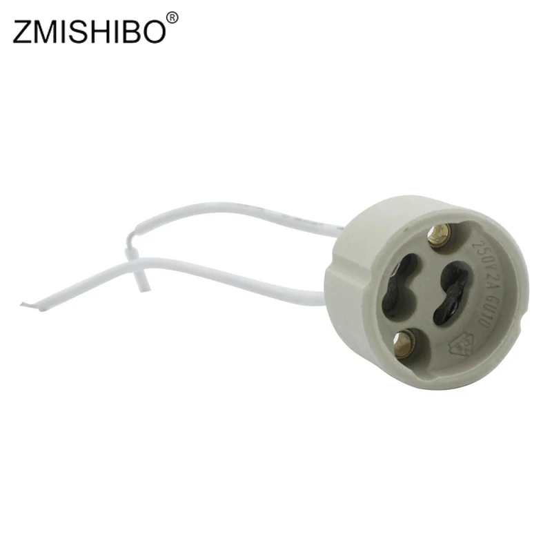 ZMISHIBO 10 шт./лот 12 V/110 V/220 V GU10 лампы Применение основание светильника Керамика держатель лампы сокета с разъемом провода галогенные/светодио