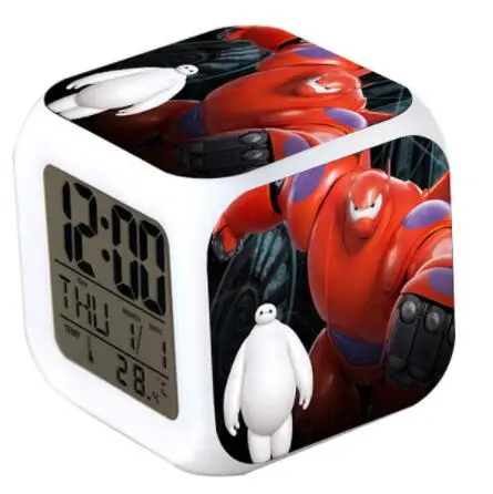 Большой Герой 6 фильм светодиодный Будильник часы Baymax horloge digitale дети игрушка Fred васаби