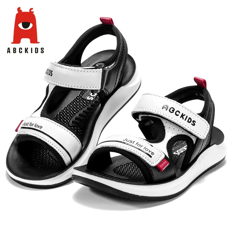 

Abckids Summer Children shoes Kids Baby Boy Leather sandals Flat Soft Sole Shoes Anti-slip Sandals Letter Print Walking Shoe