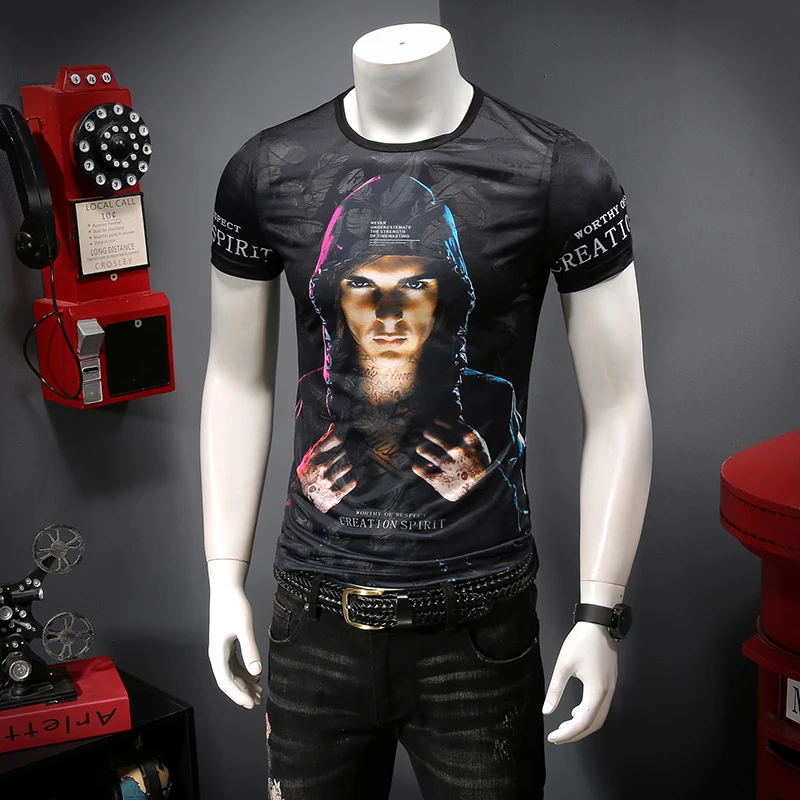 Мужская футболка с коротким рукавом дышащая Футболка принтом tencel ICONS лето 2019