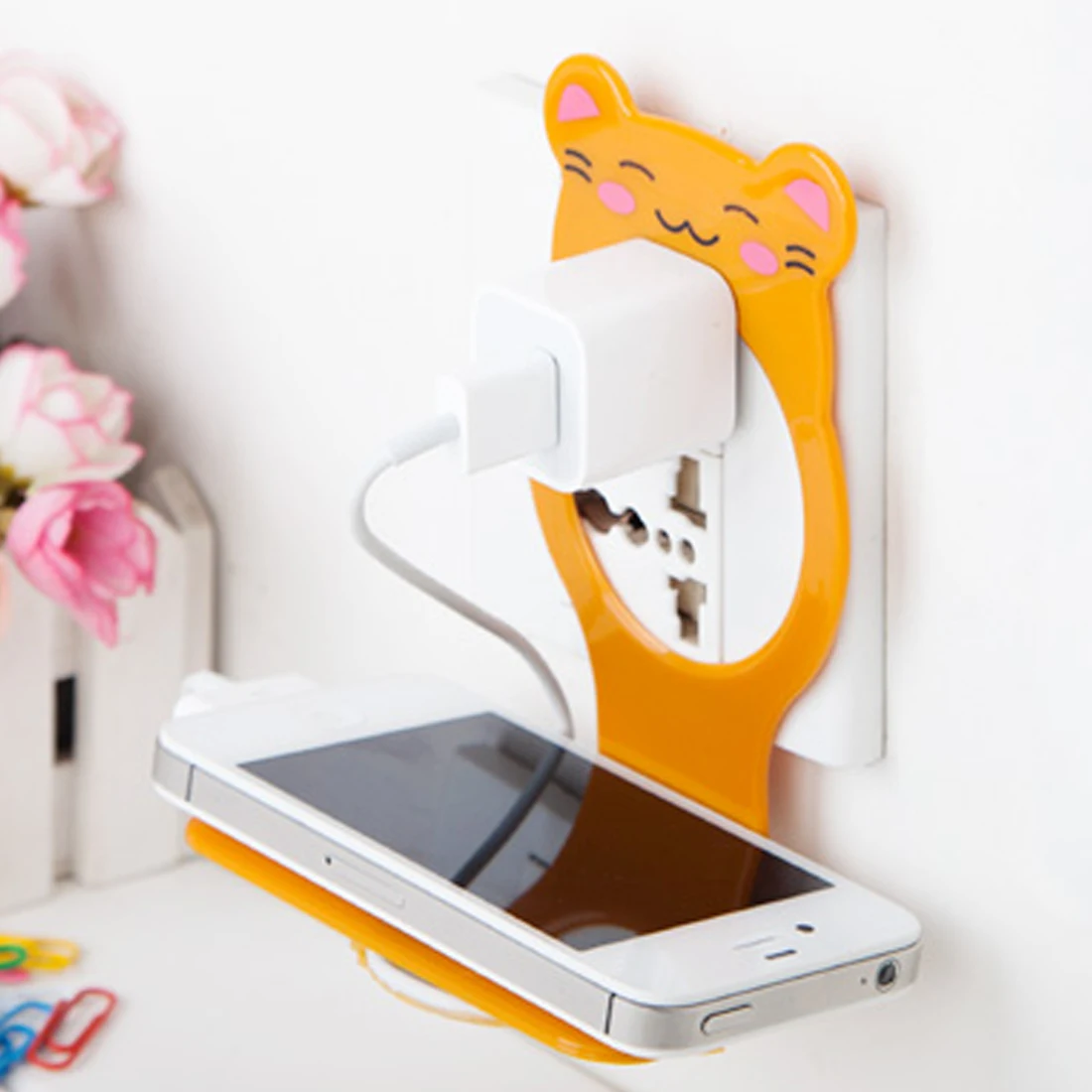 

Cell Phone hook Mobile Phone Wall Charger Adapter Charging Holder Hanging Stand Bracket Support Charge Hanger Rack Shelf