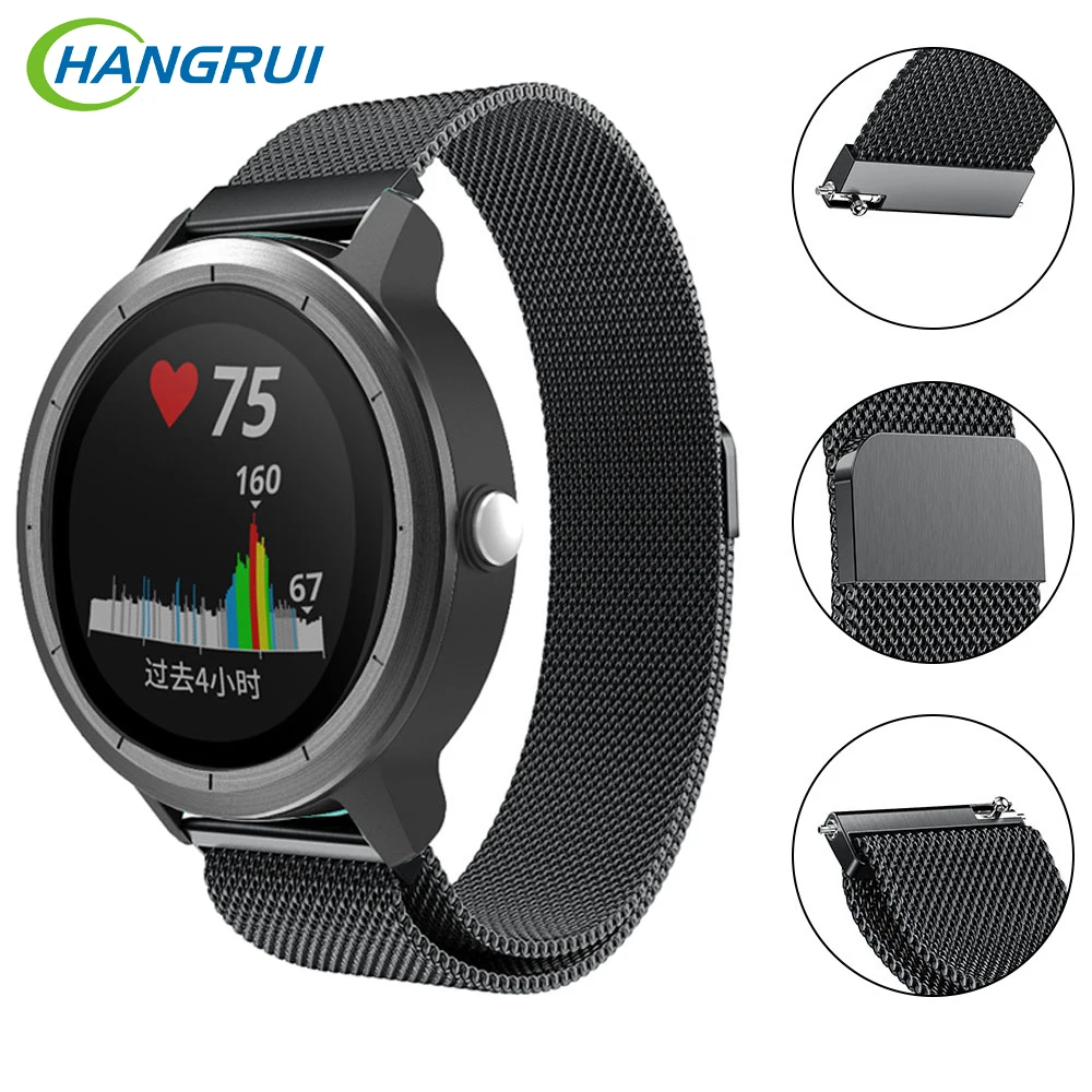 

20mm band Milanese Magnet Metal Wrist Strap for Garmin Vivoactive 3 Watch bracelet Strap for Samsung Galaxy Watch Forerunner 645