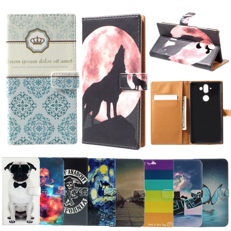 

For Nokia 9 Nokia9 2017 Leather Case Colored Anime Animal Wallet Flip Leather Cover Case for Nokia 9 2017 Nokia9 Shell Cover