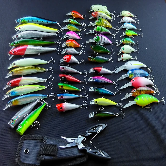 49pcs/lot Lure kit set Fishing lure bait Crank Minnow VIB Baits