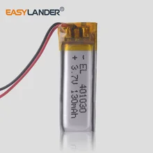 3.7v 130mAh 401030 Lithium Polymer Li-Po Rechargeable Battery For DIY Mp3 MP4 MP5 GPS polymer lithium battery 3 7v 602535 062535 600mah mp3 mp4 gps battery rechargeable batteries