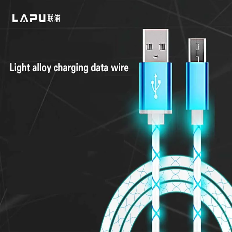LED Micro USB Cable Colorful Metal Thick 1M Light Glow Microusb Charger Data Sync Cord For Samsung for HTC Android Phone | Электроника