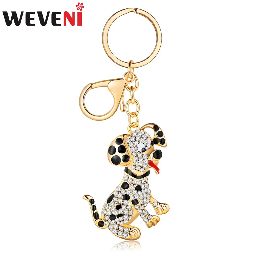 WEVENI Animal Jewelry Alloy Rhinestone Spotty Dog Dalmatian Key Chain Keyring Gift For Women Girl Female Pendant Hot Car | Украшения и