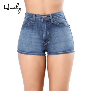 

HMILY High-Waist Jean Zipper Sexy Women's Denim Shorts Fashion Pocket Jeans Shorts Femme Short brand high quality jeans