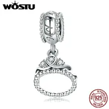 WOSTU, Подлинная 925 пробы, серебряная романтическая корона принцессы, Висячие Подвески, подходит для серебряного браслета, ожерелья, сделай сам, изготовление ювелирных изделий CQC739