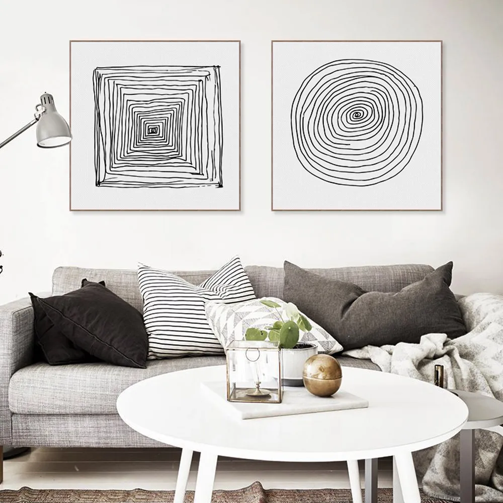 Hitam Putih Abstrak Geometri Tali Zen Poster Nordik Ruang Tamu Hitam Putih Abstrak Geometri Tali Zen Poster Nordik Ruang Tamu