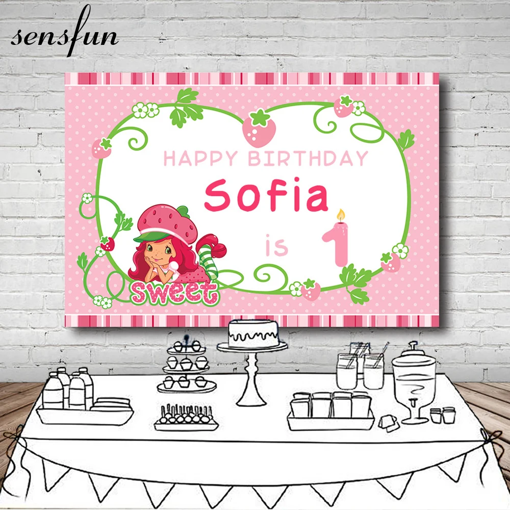 

Sensfun Strawberry Shortcake Girls Photography Backdrop Pink Theme Polka Dot Baby Shower 1st Birthday Party Backgrounds Vinyl