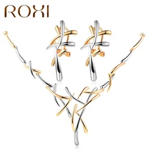ROXI серебряные/Золотые/розовые металлические серьги, массивное ожерелье, набор украшений для женщин в стиле панк, Женский вечерний комплект ювелирных изделий