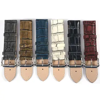 

/est / Crocodile Pattern Luxury Leather Wristwatch Strap Buckle Watch Band Belt Accessories 6 Colors
