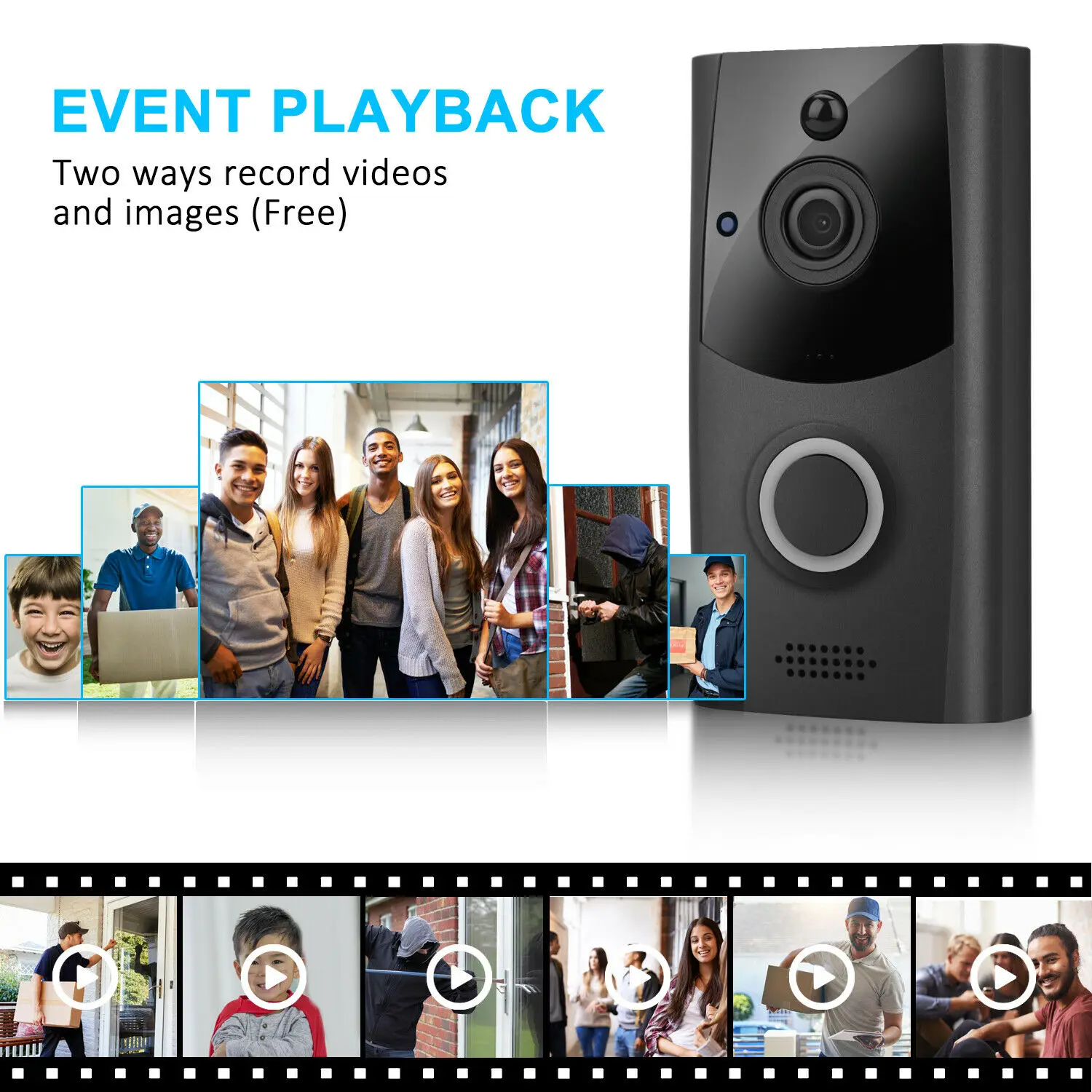 

Smart Video Wireless WiFi Door Bell IR Visual Camera Record Security System Kit