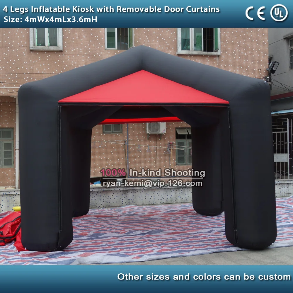 Free shipping 4mWx4mLx3.6mH 4 legs inflatable kiosk inflatable bar booth with removable door curtains enclosure exhibition tent 3