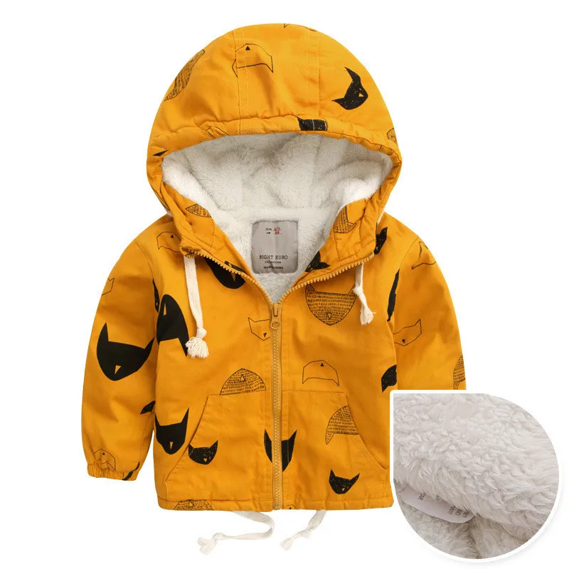 Baby Boys Coat Autumn Jacket Kids Warm Outerwear Children Winter Coat Thicken Hooded Fleece Outfit Windproof Parka 3-7 Years