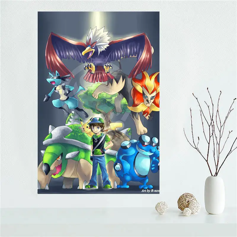 

Y530L46 Custom pokemon pikachu Canvas Painting Wall Silk Poster cloth print DIY Fabric Poster F#42