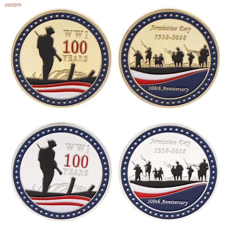 

OOTDTY Commemorative Coin the First World War Armistice Day 1918 -2018 100 Years Anniversary Souvenir Craft Art Collection Gifts