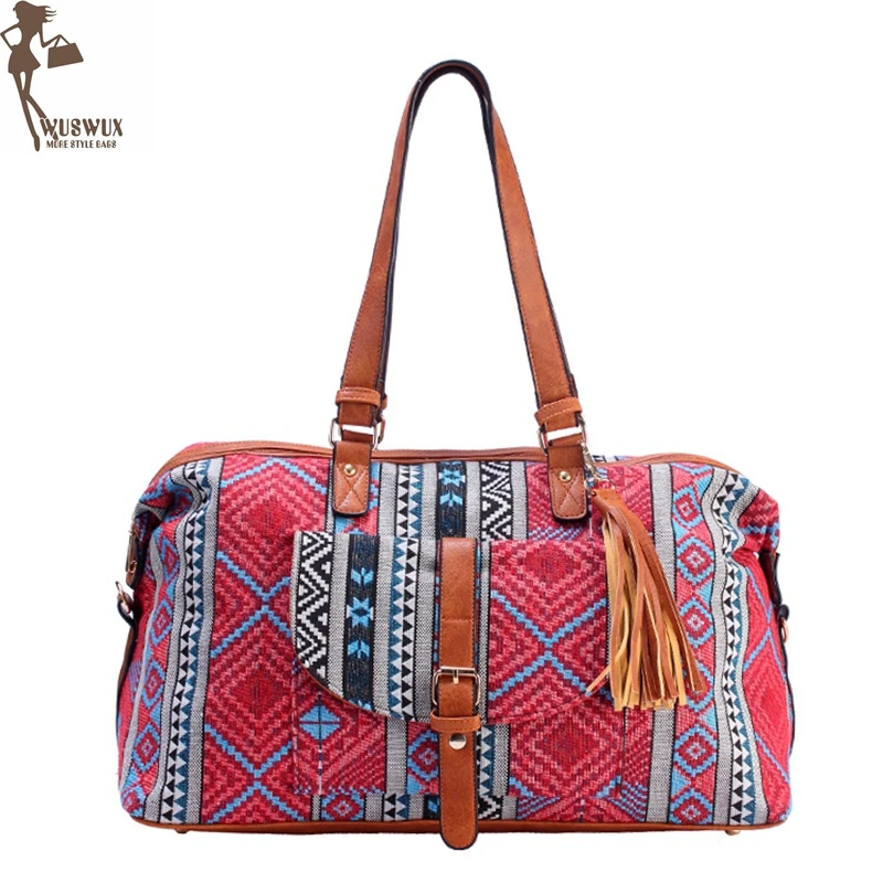 

new fashion High-end Jacquard travel bag canvas luggage bag women travel bags casual duffel bag packing cubes good quality