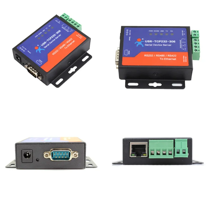 

USR-TCP232-306 Free Shipping RS232 RS485 RS422 To LAN Server Support DNS DHCP built-in Webpage 2Pcs/Lot