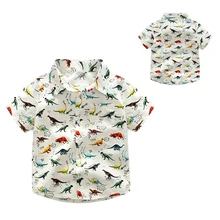 Lucky детская одежда с длинными рукавами для мальчиков с изображением динозавра Повседневная рубашка Модная хлопковая Детская одежда на весну и осень