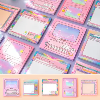 

Cute Creative Gradient Computer Game Memo Pad N Times Sticky Note Paper Korean Stationery Planner Stickers Notepad Office School