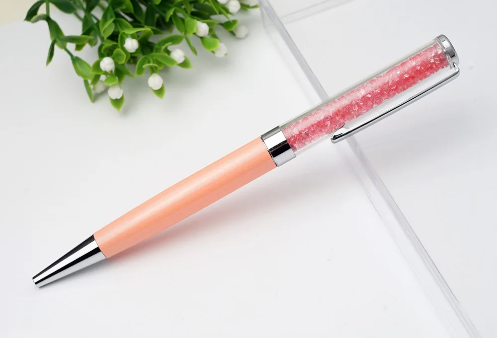 Lightpink Роскошная металлическая авторучка с кристаллами сломанный бриллиант ручка Студенческая школьная Ручка, подарочная ручка - Цвет: Lightpink