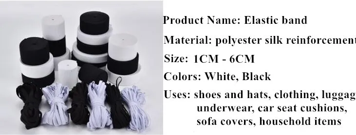 5Meters 1-6CM Black/White High Elastic Band Nylon Webbing Spandex Ribbon Garment Trousers Hair Tie Dress Lace Sewing Accessories