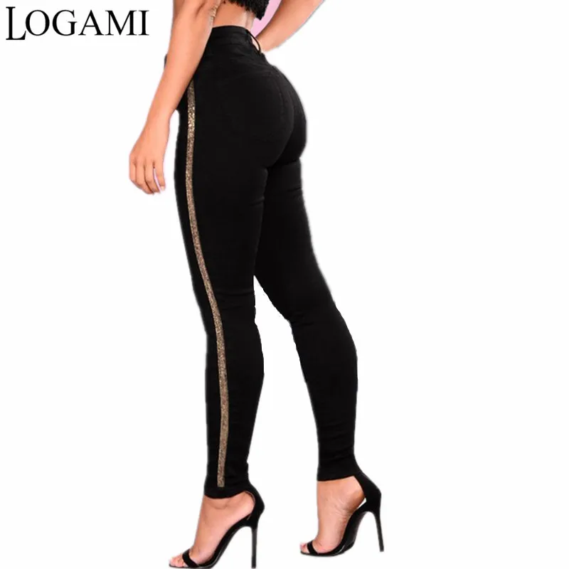LOGAMI High Waist Skinny Jeans Woman Patchwork Women Jeans Pants Pencil Jeans Femme Black LOGAMI High Waist Skinny Jeans Woman Patchwork Women Jeans Pants Pencil Jeans Femme Black