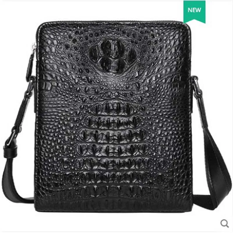 

pugete 2019 new Crocodile skin man bag leather business single shoulder bag youth leisure cross bag fashion crocodile man bag