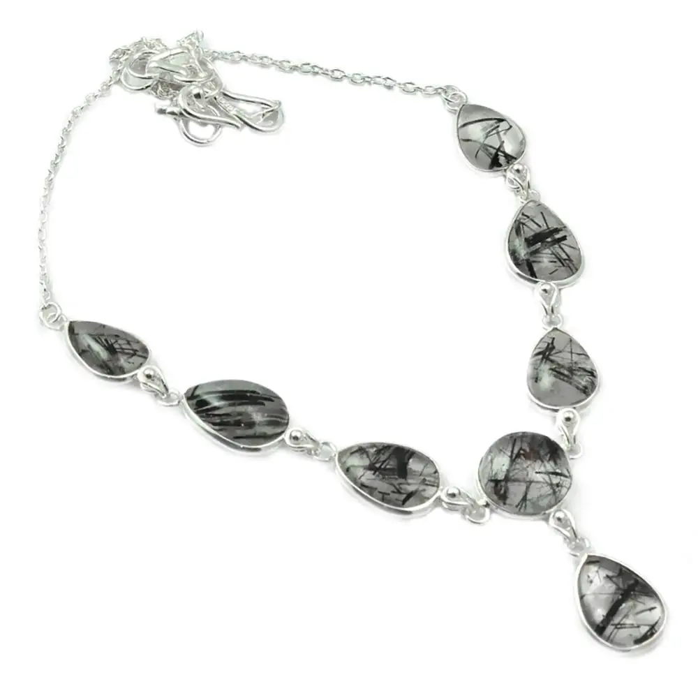 

NiaoZaiFei YunZaiKan Black Rutile Necklace 925 Sterling Silver, 45 cm, MHBNE0065