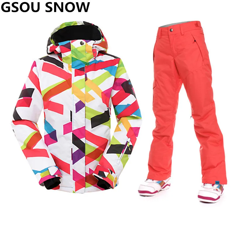 Gsou Snow 30 Degree winter ski suit women Waterproof 10K snowboard jacket Sport skiing jacket
